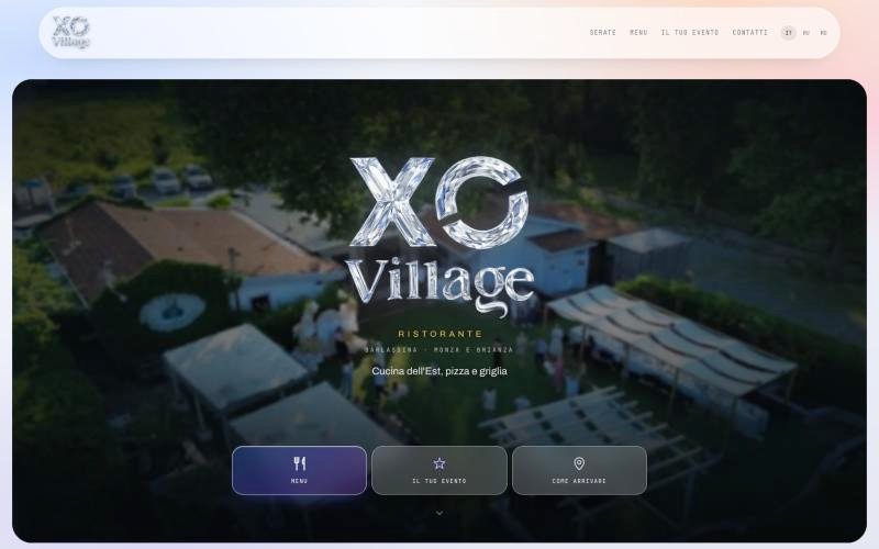 Home page del sito di XO Village Ristorante